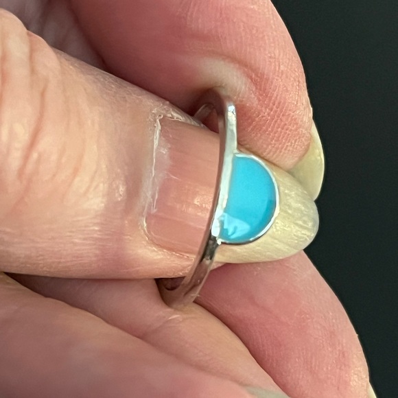 💖3/$10!!! Turquoise and silver dainty half circle ring. OS. - Picture 5 of 9